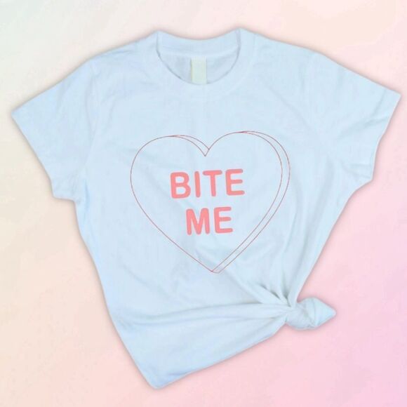 Anti-Valentine’s Day, Conversation Heart Tee, Slim Fit, Size S-3X - Picture 1 of 11